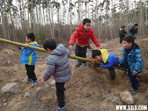 一根倒在地上的竹子就能吸引所有孩子的注意力